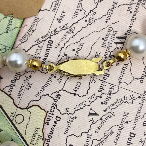 Vintage Faux Glass Pearl Necklace 24" - Picture 5 of 8